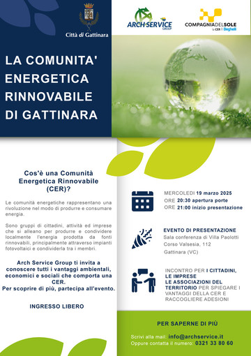 A Gattinara una serata informativa sulla Comunità Energetica Rinnovabile (CER)