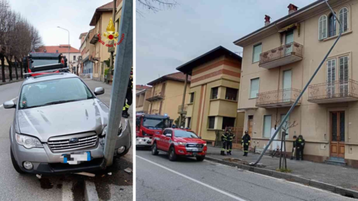 Auto contro un palo a Gattinara: intervengono i soccorsi.