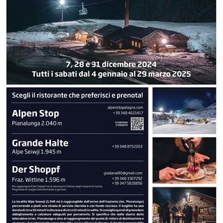 Alagna, cena in quota ai piedi del Monte Rosa: termina il 29 marzo 2025.