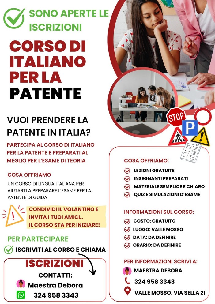 A Valdilana corso di italiano per conseguire la patente