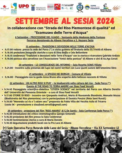 Settembre al Sesia 2024: in programma la rassegna culturale.