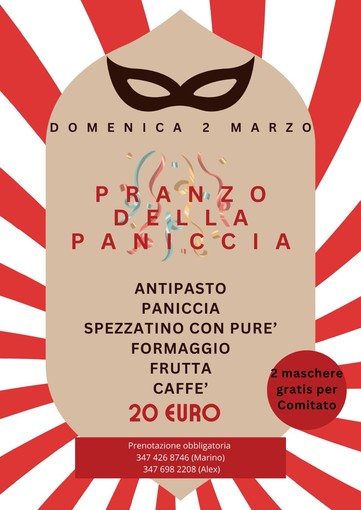 Pranzo della paniccia a Rossa domenica 2 marzo