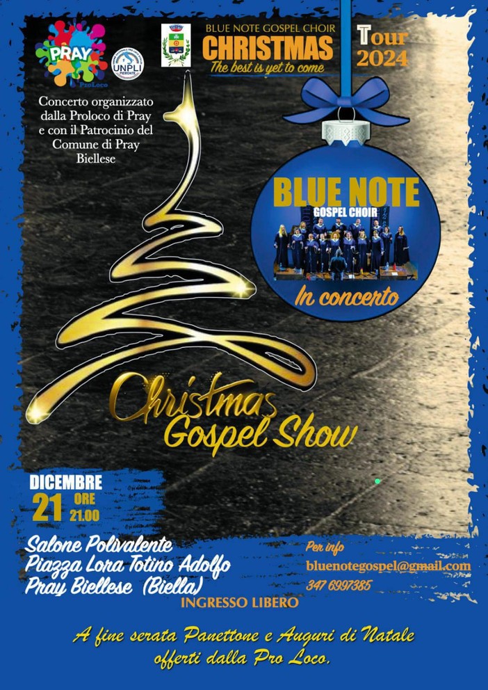 “Christmas Gospel Show” sabato a Pray