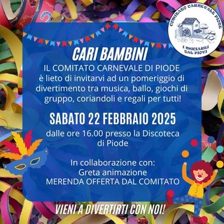 A Piode il Ballo dei Bambini, sabato 22 febbraio