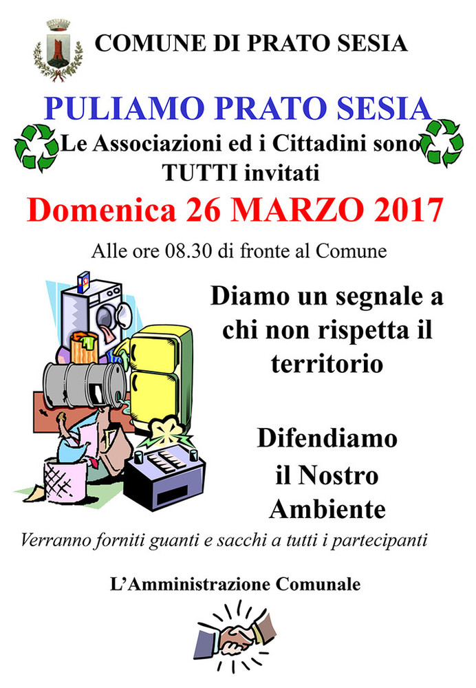 Invito a partecipare all'iniziativa &quot;Puliamo Prato Sesia&quot;