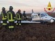 Atterraggio d'emergenza di un velivolo nei campi di Ronsecco